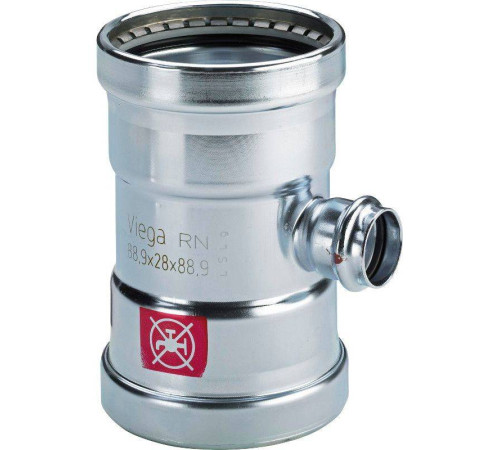 Тройник пресс редукционный Viega Prestabo SC-Contur 76.1х35х76.1 мм оцинкованная сталь 597894