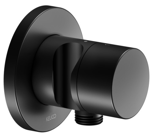 Переключатель на 2 потребителя Keuco IXMO Pure с выводом для шланга и держателем лейки чёрный матовый 59556 370201