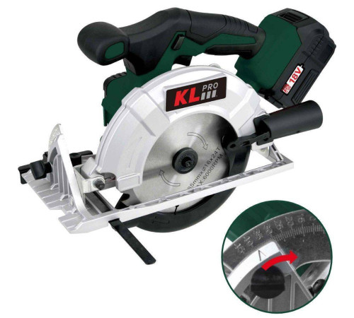Пила циркулярная аккумуляторная бесщеточная KLpro KLDAT18B-20 18 В 2.0 Ач KLDAT18B-20