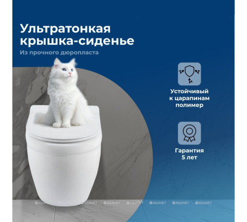 Унитаз подвесной Aquanet Glide-W Rimless с сиденьем Soft Close Slim Glide-W