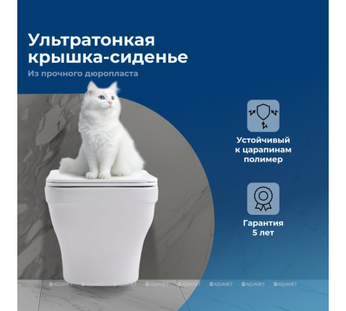 Унитаз подвесной Aquanet Elegant W с сиденьем Slim Soft Close безободковый 00280960