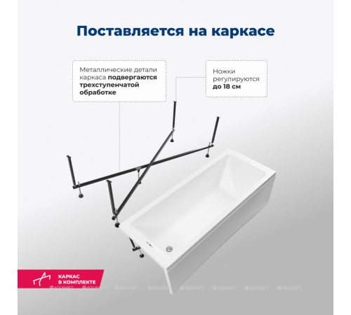 Акриловая ванна Aquanet Agata 160x70 см с каркасом 00369252