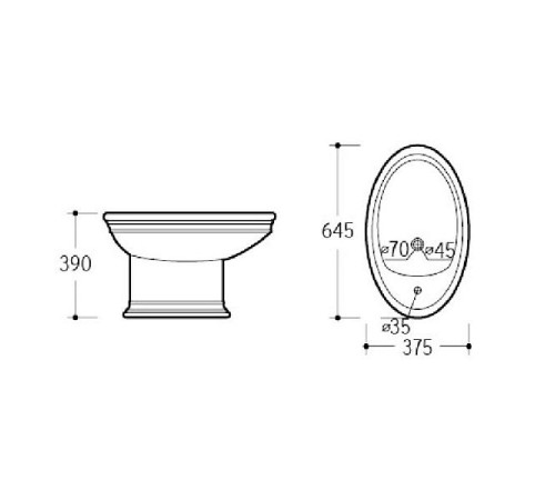 Биде напольное Boheme Puro 37,5х64,5х39 см белый 960