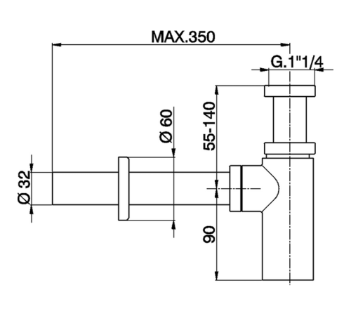 Сифон для раковины Cisal Complementi 1 1/4 черный матовый ZA00404240