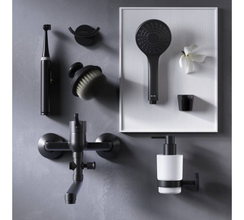 Смеситель для ванны и душа AM.PM X-Joy с длинным изливом и душевым набором черный матовый F85B90122