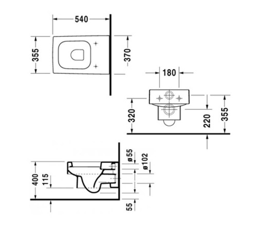 Унитаз подвесной Duravit Vero 37x54.5 см вертикальный смыв белый 2217090000
