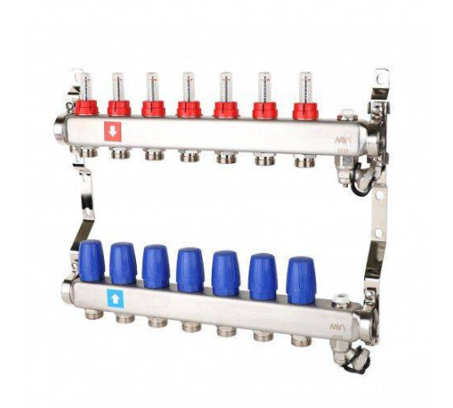 Коллекторная группа Hogart Premium 1 x 3/4 EK 7 выходов с расходомерами, дренажным краном и воздухоотводчиком HOGMS70706