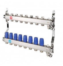 Коллекторная группа Hogart Premium 1 x 3/4 EK 8 выходов без расходомеров, с дренажным краном и воздухоотводчиком HOGMS60806