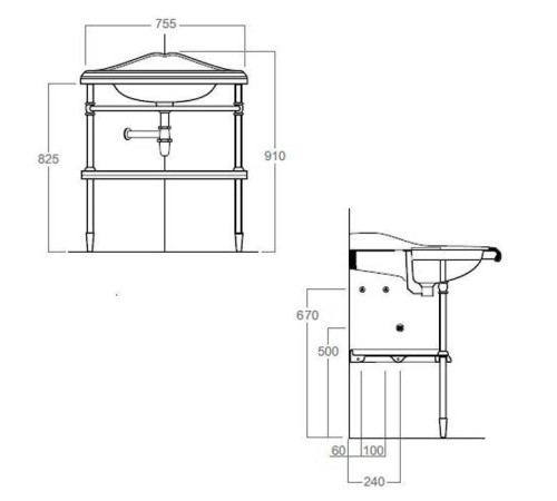 Консоль угловая с раковиной и полкой SIMAS Arcade 75.5х61 см 1 отв. хром AR884bi/1011cr/AR894bi