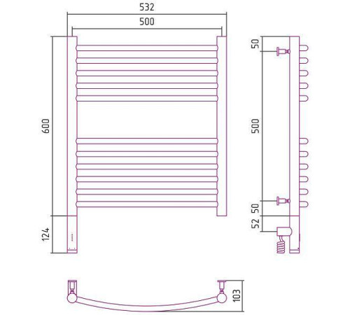 Полотенцесушитель электрический Сунержа Богема 3.0 500x600 мм левый золото 03-5802-6050
