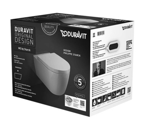 Комплект унитаз подвесной Duravit ME by Starck Rimless 57х37 см с сиденьем SoftClose 45290900A1