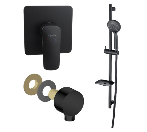 Набор смесителей 3 в 1 Aquanet Вега матовый черный AQ1066MB/AQ2454MB/AQ2011MB AQ1076MB