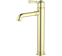 Смеситель для раковины высокий Aquanet КЛАССИК 235 мм без донного клапана полированное золото AQ1504PG