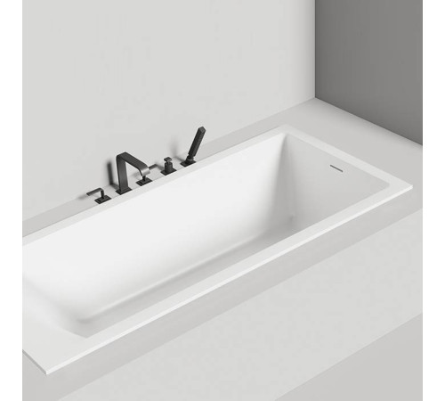 Ванна встраиваемая Salini Cascata 180х80х60 см S-Sense белый матовый с донным клапаном 104513M