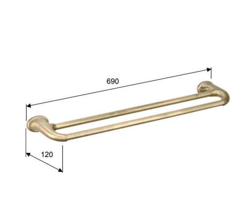 Полотенцедержатель двойной Daniel Revival подвесной 60 см бронза REPS978 br 63