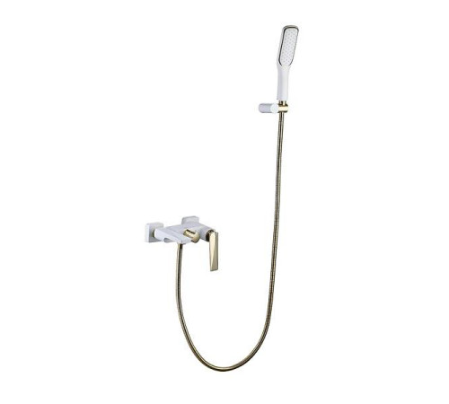 Смеситель для ванны Boheme Venturo с душевым гарнитуром белый глянцевый/золото 383-W