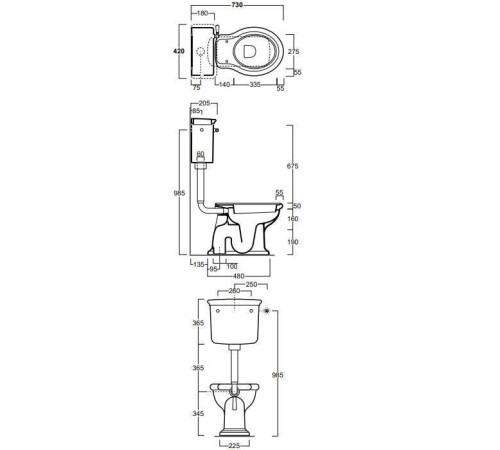 Унитаз напольный SIMAS Lante 38.5х58 см выпуск в пол низкий бачок золото белый LA01bi/LA28Bbi/D23oro