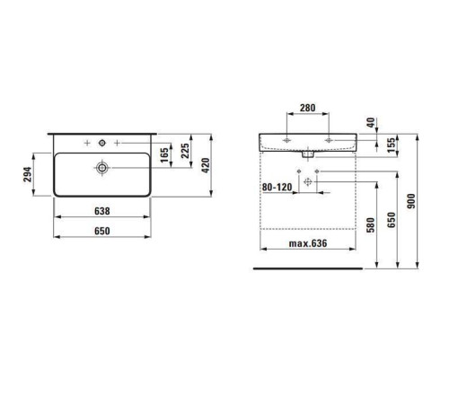 Раковина Laufen VAL 65х42 см 1 отверстие белая 8.1028.4.000.104.1