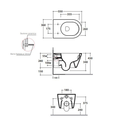 Унитаз подвесной Globo Forty3 55х36 см Cleanstorm белый FNS02.BI