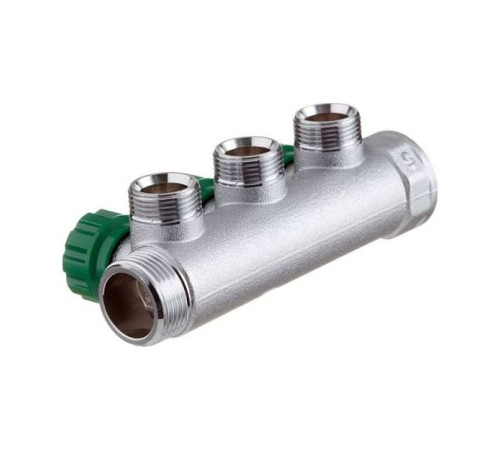 Коллектор латунный хромированный FAR 1 ВР-НР 3 отвода 3/4 НР Евроконус FK3822134