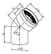 Отвод дымохода Buderus DN80 45° 7736995106