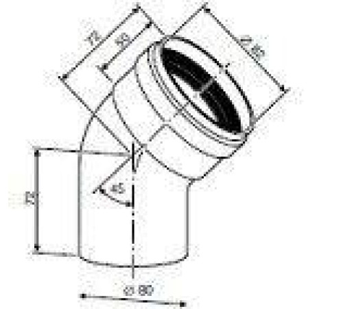 Отвод дымохода Buderus DN80 45° 7736995106