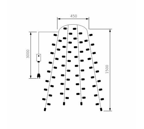 Гирлянда занавес на ель теплый белый 0,451,5м IP20 200-003 теплый белый