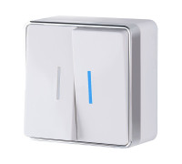 Выключатель двухклавишный с подсветкой Gallant белый W5020101