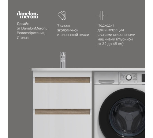 Тумба под столешницу для стиральной машины напольная AM.PM X-Joy 60 см 2 ящика белый глянец M85AFSX0602WG