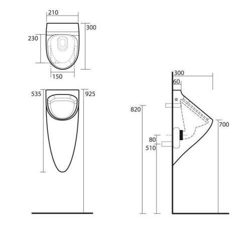 Писсуар Kerasan Aquatech с сифоном белый 373501