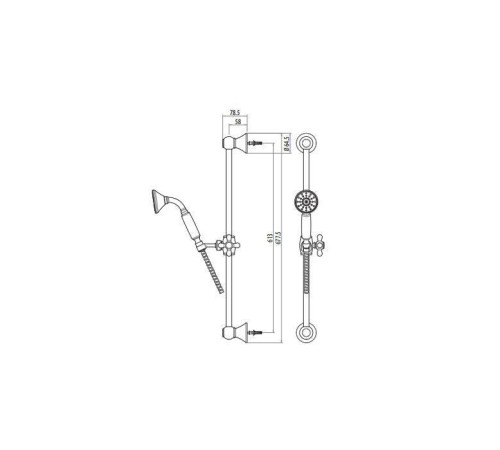 Душевая стойка Gattoni PD 60 см с лейкой CLASSIC и шлангом бронза 1039/PDV0