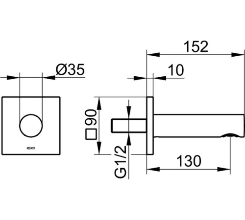 Излив для ванны KEUCO IXMO 152 мм квадратное основание черный матовый 59545 370002