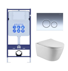 Комплект инсталляции 4 в 1 AQUATEK БЕТТА (рама INS-0000012, кнопка KDI-0000018, унитаз AQ1253W-00) KDI18