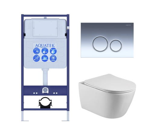 Комплект инсталляции 4 в 1 AQUATEK БЕТТА (рама INS-0000012, кнопка KDI-0000018, унитаз AQ1253W-00) KDI18