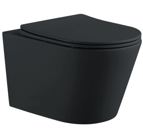 Унитаз подвесной безободковый Aquatek Вега 525х360х320 мм с сиденьем микролифт матовый черный AQ1905-MB