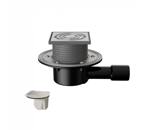 Трап с нержавеющей решеткой Fachmann T 510.1 SNsP горизонтальный выпуск DN 40/50 04.032