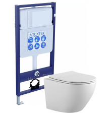 Комплект инсталляции с унитазом AQUATEK ЕВРОПА (рама INS-0000012, унитаз AQ1901-00 soft-close) ЕВРОПА