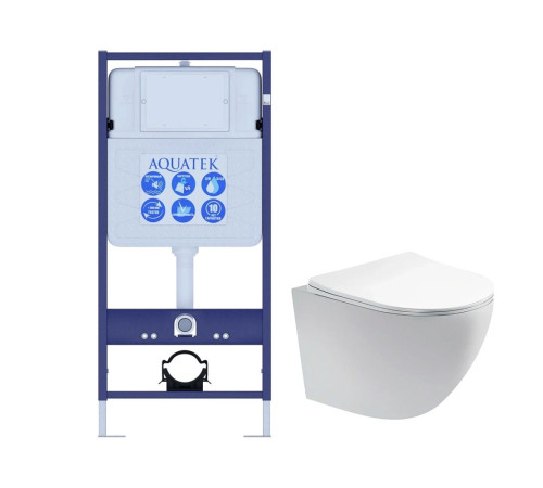 Комплект инсталляции с унитазом AQUATEK ЕВРОПА cm T (рама INS-0000012, унитаз AQ1900T-00 soft-close) ЕВРОПА cm T
