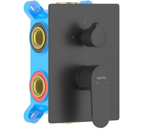 Смеситель для ванны Aquanet Oberon скрытого монтажа 3 режима матовый черный AQ1247MB