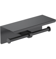 Бумагодержатель двойной с полкой Aquanet Oberon матовый черный AQ4909MB