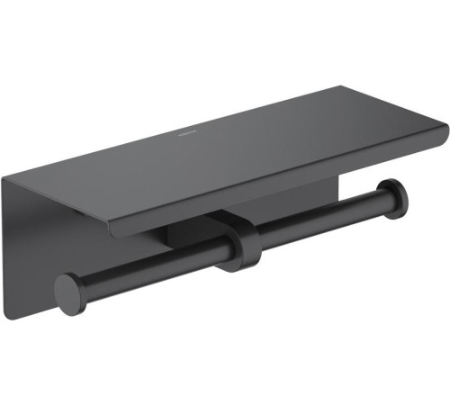 Бумагодержатель двойной с полкой Aquanet Oberon матовый черный AQ4909MB