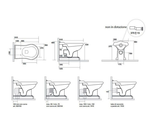 Унитаз приставной Kerasan Retro 61х39 см универсальный выпуск белый 101601/760390