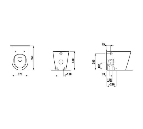 Унитаз приставной Laufen Kartell 56x37x43 см безободковый Rimless белый 8.2333.7.000.000.1