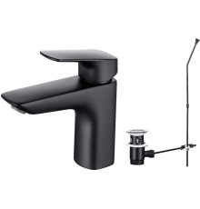 Смеситель для раковины Aquanet Вега с донным клапаном черный матовый AQ1011MB