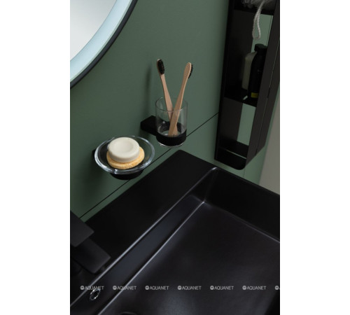 Мыльница Aquanet 5685MB стекло с держателем черный матовый 5685MB