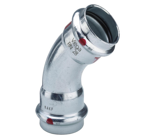 Угольник 45° Viega Prestabo 35 мм пресс нелегированная сталь 558307