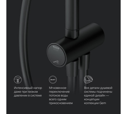 Душевая система AM.PM Like матовый черный F0790022