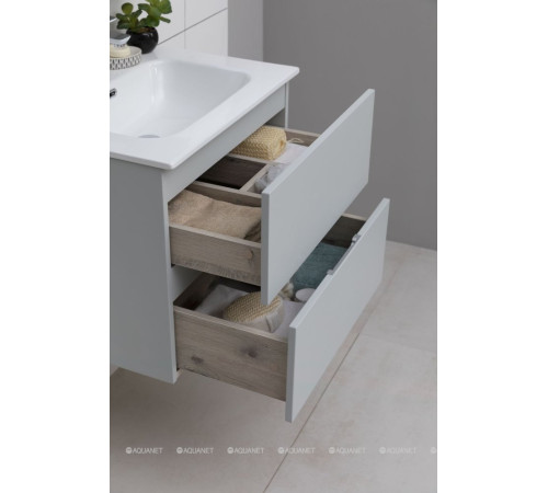 Тумба под раковину Aquanet Алвита New 60 подвесная 2 ящика серый 00277512
