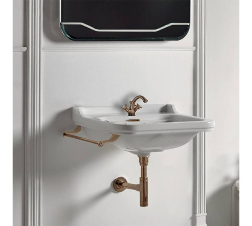 Раковина Kerasan Waldorf 80х55 см 3 отверстия керамическая белый/бронза 811393br/4141K1bi/cr*3