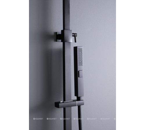 Душевая система Allen Brau INFINITY 2.0 с изливом верхний душ 250x250 мм черный матовый 5.21029-31